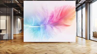 pastel colour feather abstract. Generative AI. Wall mural