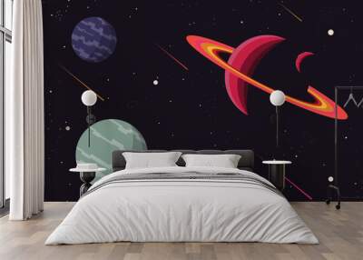 planet space background flat design.vector and illustration Wall mural