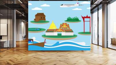 travel thailand landmark place.vector and illustration Wall mural