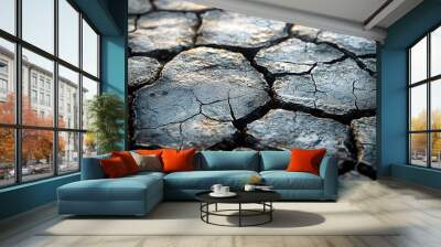 Desolate Cracked Land in High Resolution Wall mural