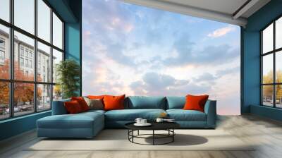 Soft blue sky fuse with sunset light to look like heaven peaceful Wall mural