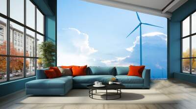 Large turbine Wind spinning to produce electricity Wall mural