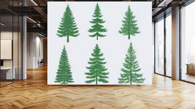 Set of pine trees. Isolated white background
Vector illustration Wall mural