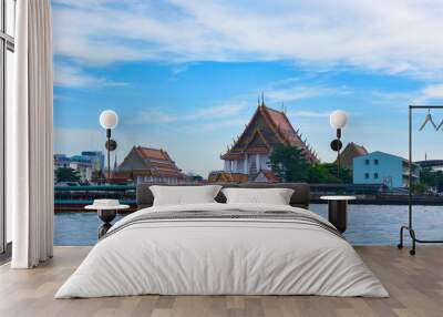 The temple along the Chao Phraya River. Thailand Attractions Wall mural