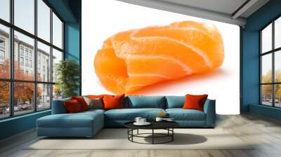 Salmon slices isolated white background. Wall mural