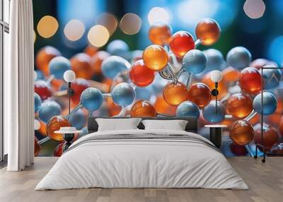 Molecules store energy in bonds, powering biological functions. Wall mural