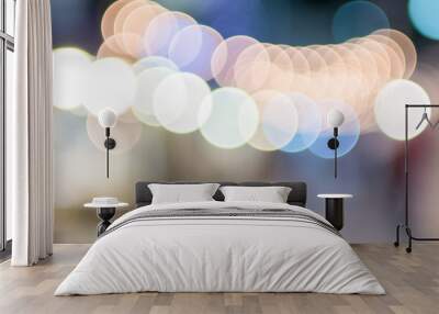 Bokeh and circle light background ,Christmas lights defocused ba Wall mural