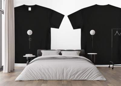 black T-shirt template front and back mockup. Clear Mockup of realistic. on isolated background Wall mural