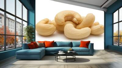 A pile of cashews on a white background Wall mural