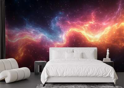 Abstract neon fractal wallpaper with space Wall mural