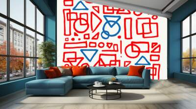 abstract background pattern geometric red blue Wall mural