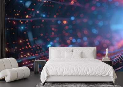 Abstract light trails with vibrant colors showcasing energy and motion in a digital space. Wall mural