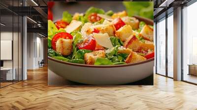 Fresh salad with croutons and tomatoes Wall mural