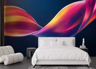 Twisted 3D ribbon with a gradient of colors floating in space Wall mural