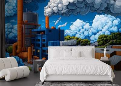 Exploring industrial sites, urban decay, flat design illustration Wall mural