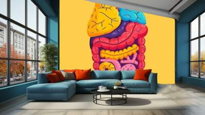 Human digestive tract in action flat design front view dynamic function theme animation Tetradic color scheme Wall mural