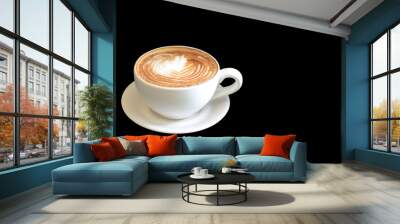 A cup of coffee on black background Wall mural