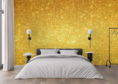 gold sparkling lights festive background with texture. abstract christmas twinkled bright bokeh defo Wall mural