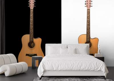 The guitar is made of real wood on a black and white background Wall mural