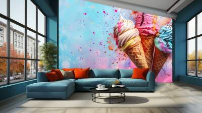 A neighborhood ice cream social with homemade desserts Wall mural