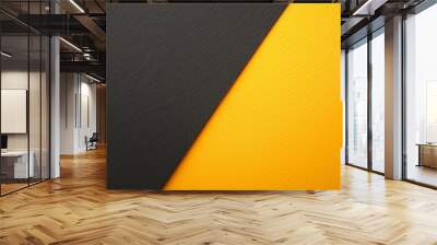 A sleek and modern abstract background with a bold contrast of matte black and vibrant yellow textures. Wall mural