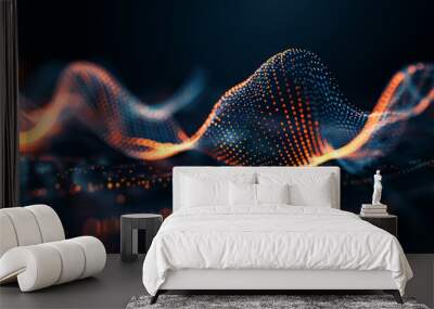 Abstract Orange And Blue Digital Wave Background.  Perfect For Presentations, Tech Designs, And More. Wall mural