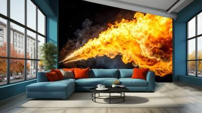 Fire Blast Effect Isolated On Black Background. Wall mural