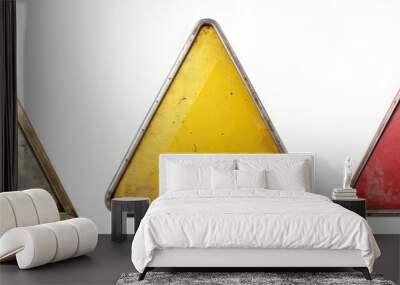 Three Rusty Triangle Warning Signs with White Background. Wall mural