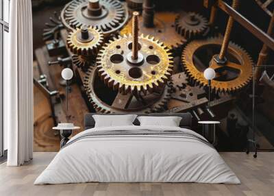 Vintage Rusty Gears Close-Up - Industrial Machinery Detail Wall mural