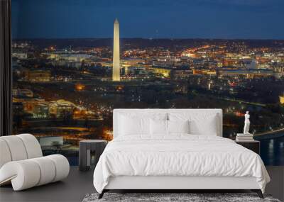 Panorama Top view scene of Washington DC down town which can see United states Capitol, washington monument, lincoln memorial and thomas jefferson memorial, history and culture for travel concept Wall mural