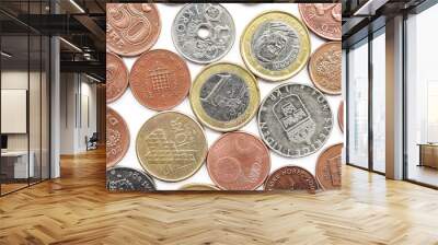 coin collection with old coins isolated on white background Wall mural