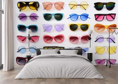 Modern fashionable sunglasses isolated on white background Wall mural