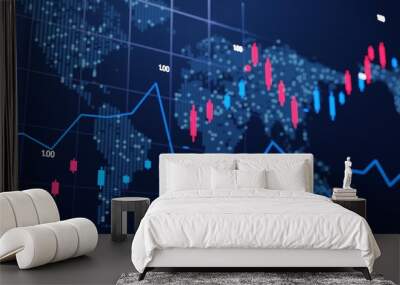 stock market and financial data chart. digital marketing concept visualization. financial statistica Wall mural