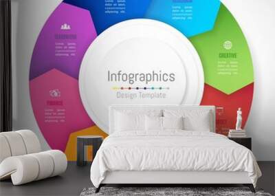 Infographic design elements for your business data with 8 options, parts, steps, timelines or processes, Arrow wheel circle style. Vector Illustration. Wall mural