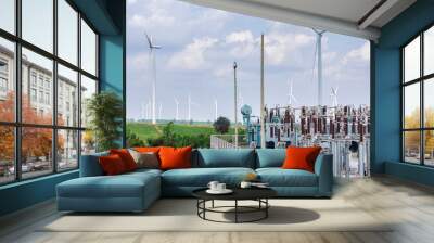 Power plant transformer and wind turbine power generator station Wall mural