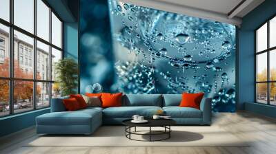 Refreshing Condensation Covered Glass of Water on Natural Background Wall mural