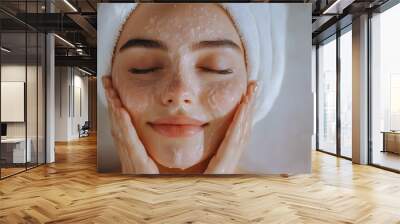 Step by Step Acne Treatment Process Illustrated in Skincare Guide Wall mural