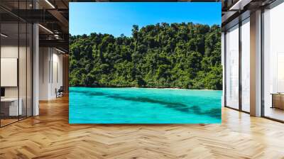 Beautiful sea with clear sky and island Wall mural