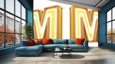 Neon light Digital alphabet 3d rendering on white background with clipping paths Wall mural