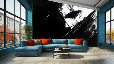 black and white illustration of denial, abstract art, emotional intensity, expressive lines, deep shadows Wall mural