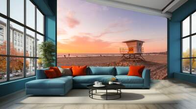 Lifeguard Tower on the beach at sunset Wall mural