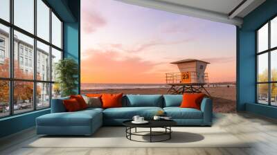 Lifeguard Tower on the beach at sunset Wall mural