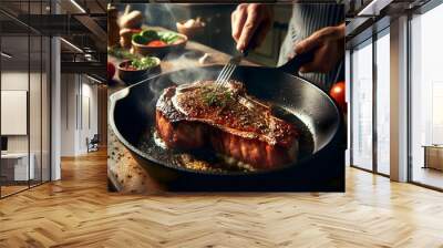 Grill steak on fire  Wall mural