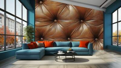 Brown Leather Upholstery Texture. Wall mural