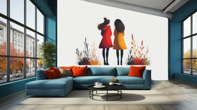 Emotional support and comfort: Two friends navigate breakups together. Wall mural