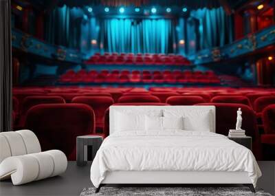 Empty Red Seats in a Theater. Wall mural