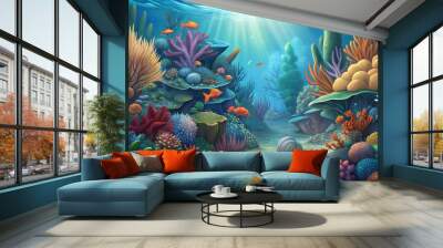 a coral reef environment illustration background Wall mural