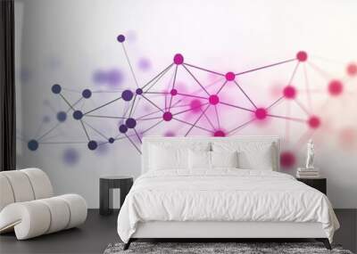 Abstract network visual with colorful nodes and connecting lines, representing technology, data, and communication concepts. Wall mural