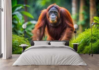 an orangutan with beautiful natural background Wall mural