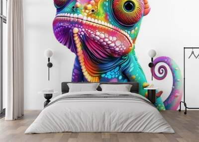 Chameleon Surprise emotion fantasy animal cartoon isolated whitebackground Wall mural